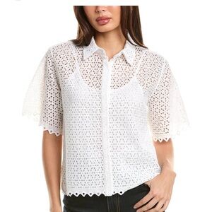 Gently worn Merlette Perle boxy floral eyelet embroidered top size xl